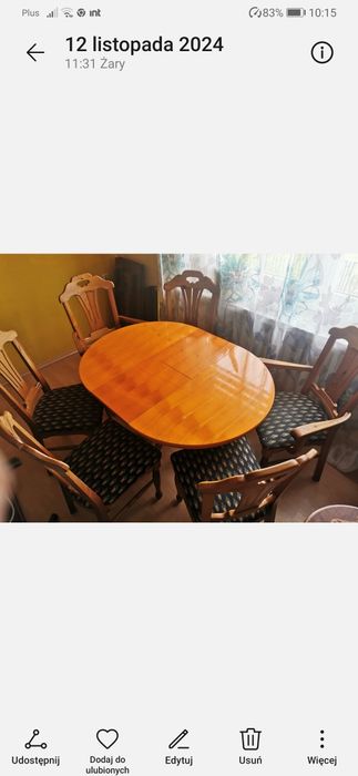 Stół rozkładany z krzesłami, bardzo wygodne krzesła