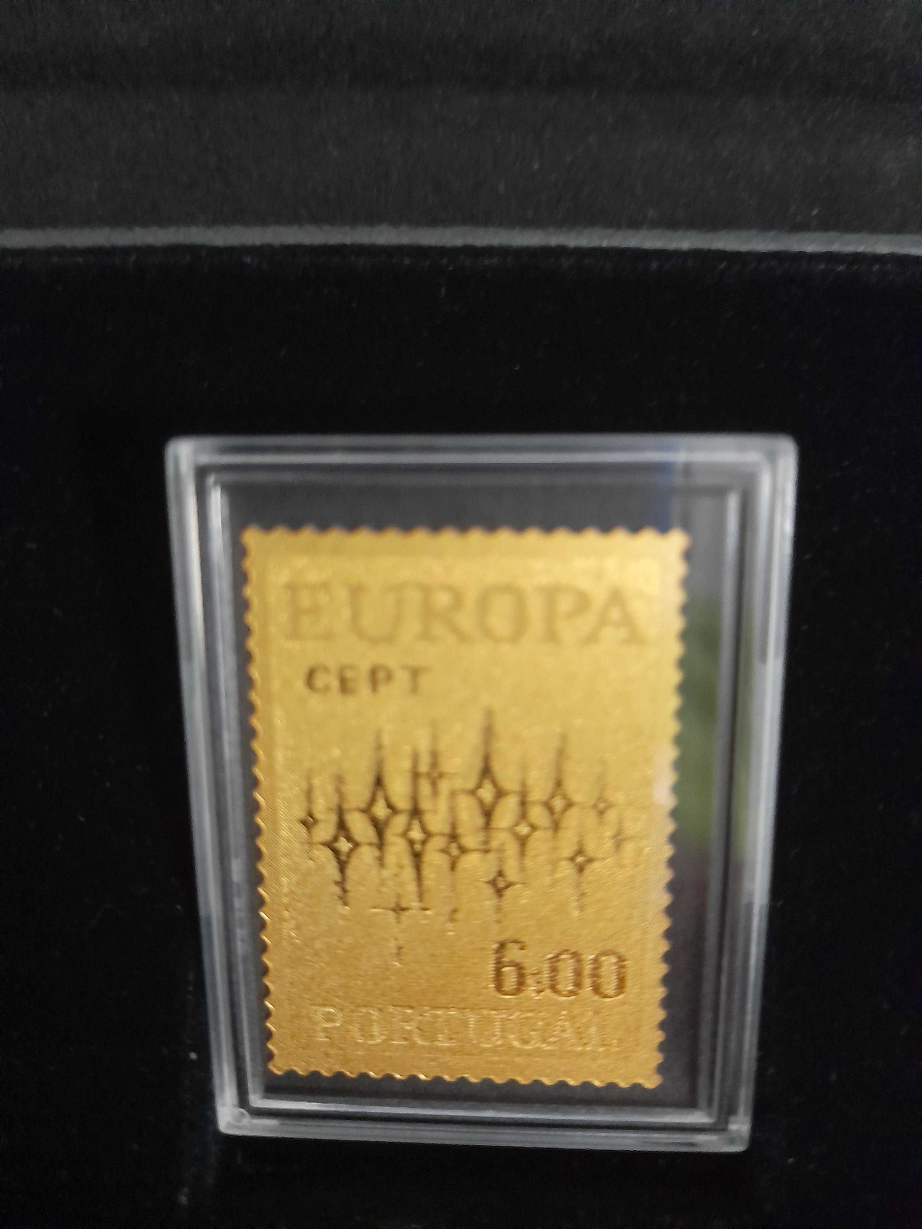 Réplica em ouro do selo Europa CEPT de 1972 com certificação