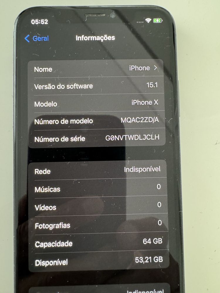 Iphon x con 64GB de capacidade