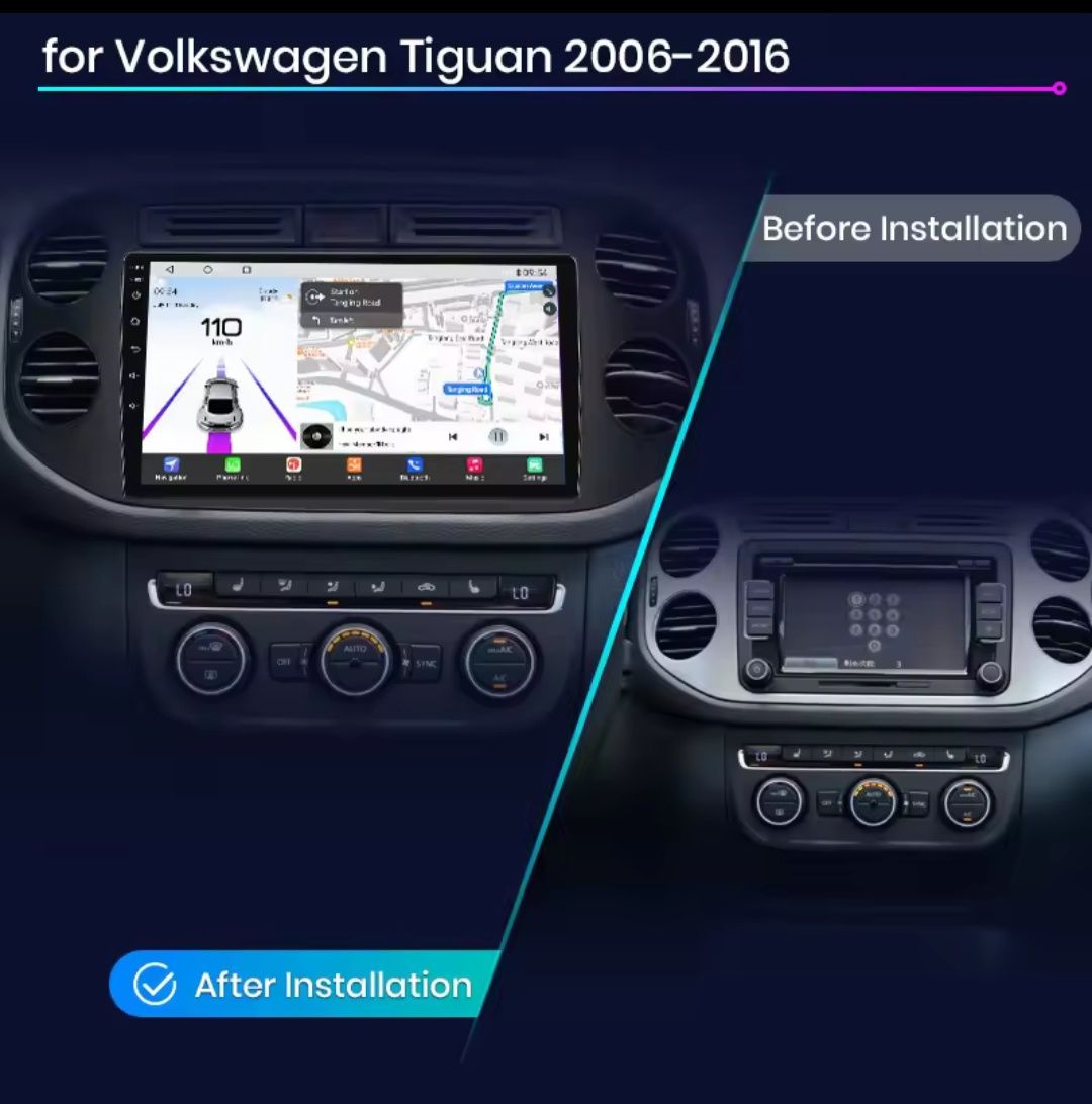 Rádio 9" android Volkswagen Tiguan CARPLAY WIFI GPS Canbus 2/32GB Novo