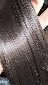 Włosy syntetyczne ciemny brąz clip 60cm