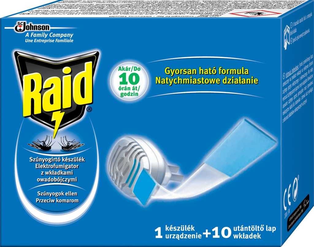 RAID elektrofumigator + 10 wkładek owadobójczych 2 sztuki