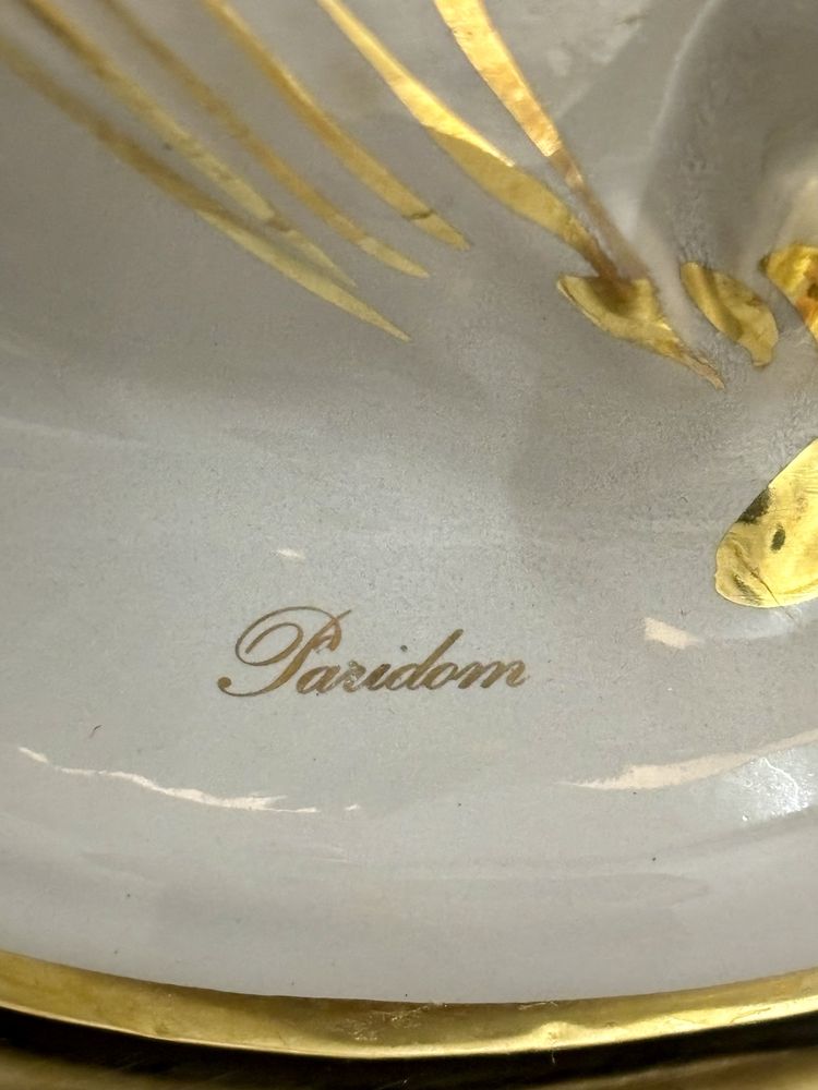 Niesamowita Lampa Paridom Wielka Porcelanowa Rzeźba Czaple złocona 24k