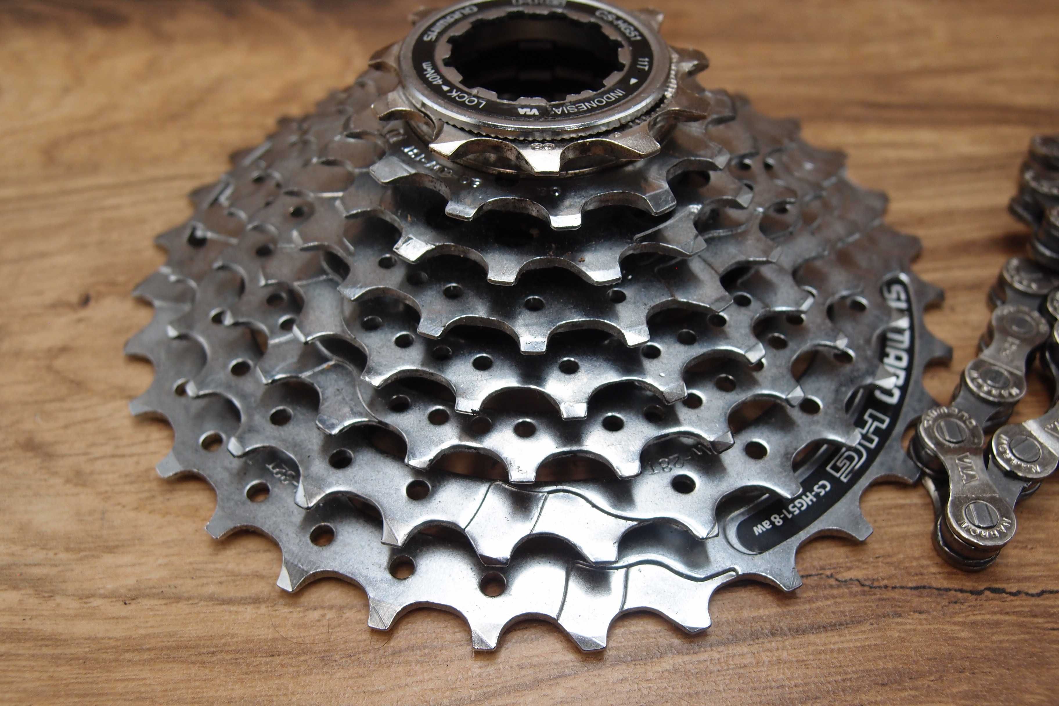 kaseta rowerowa Shimano CS-HG51-8 + łańcuch Shimano HG