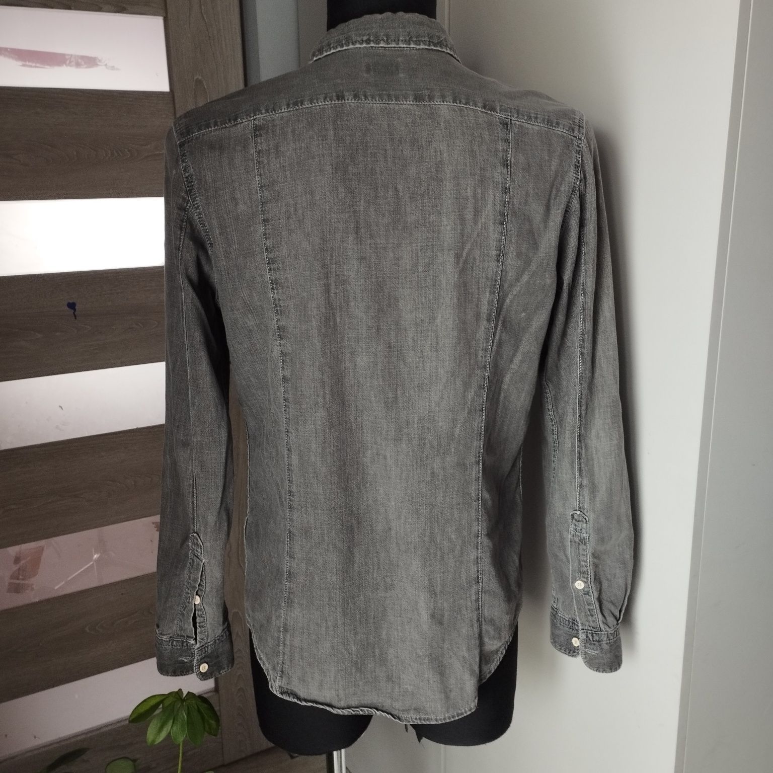 Koszula męska H&M S szara jeansowa 100% bawełna