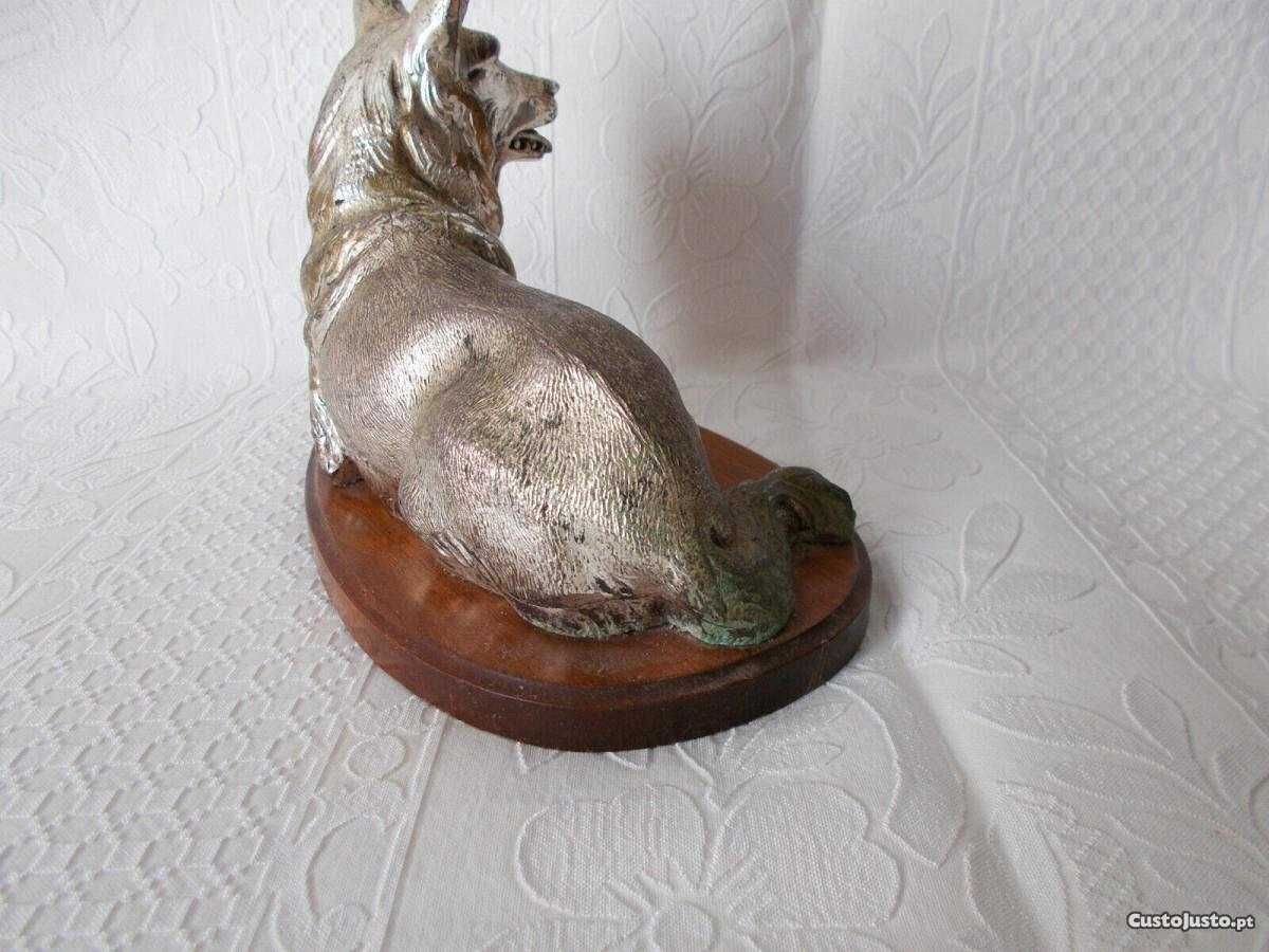 Cão Pastor Alemão. Escultura Figura Metal . Itália