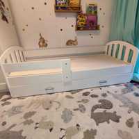 Białe łóżko dziecięce z szufladą 180x80 + materac