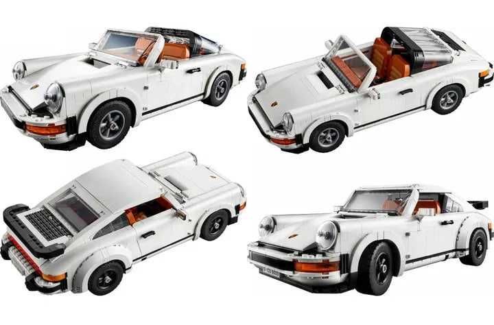 Конструктор білий автомобіль Porsche Vintage ,схожий на Lego