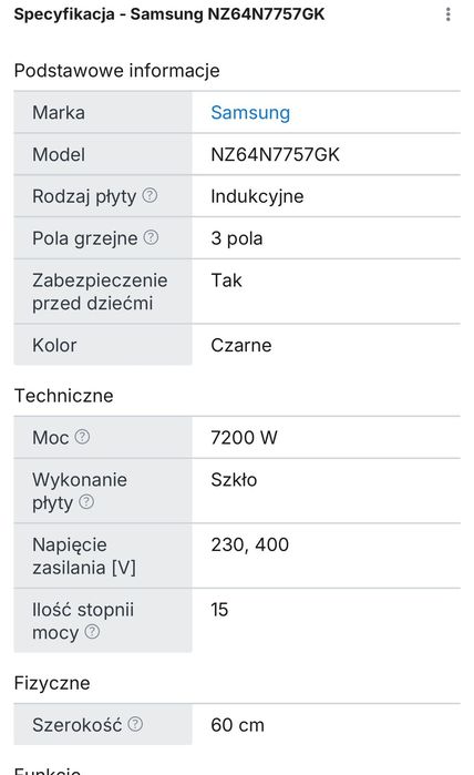 Płyta indukcyjna Samsung NZ64N7757GK prawie jak nowa!