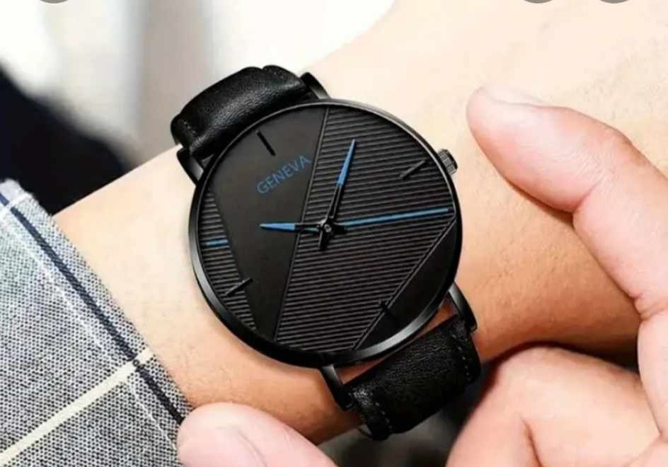 Meski zegarek na pasku Geneva niebieskie detale
