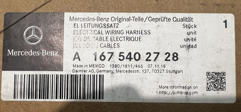 Жгут проводов A 167 540 27 28 MERCEDES-BENZ GLE (W167)