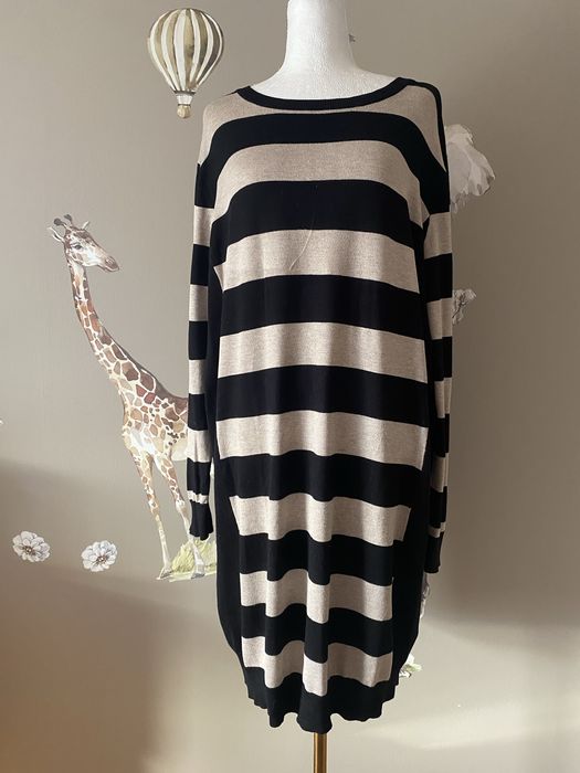 Dzianinowy długi sweter sukienka z wiskozy plus size 56/58