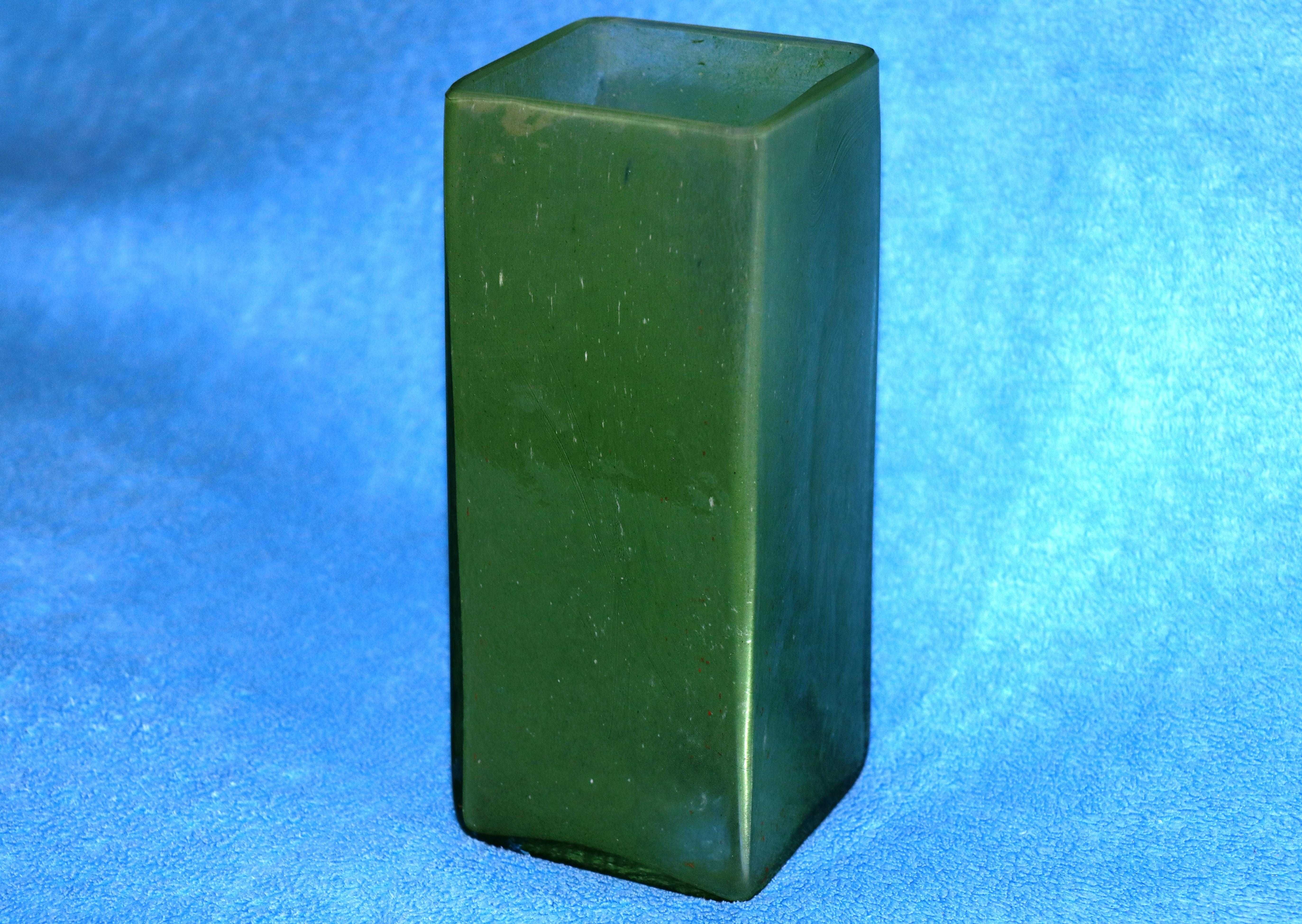 Wazon zielony szkło barwione wazon kwadratowy ozdobny