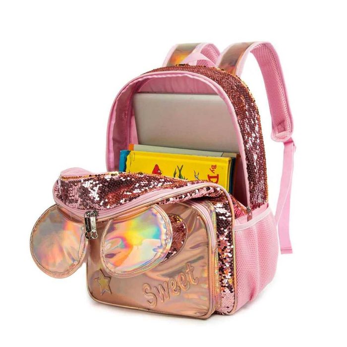 Pack Escolar Minnie 3 peças Mochila Grande + Lancheira + porta lápis