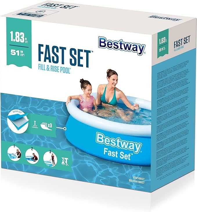 BASEN Ogrodowy na działkę wolnostojący BESTWAY fast set 183 x 51 cm