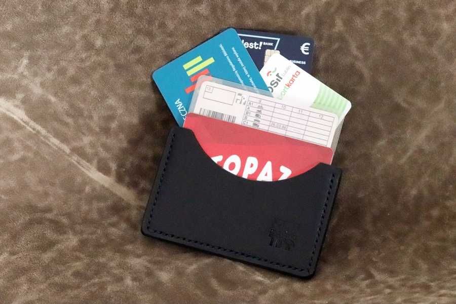 KARTOWNIK WIZYTOWNIK cardholder na 3 karty skóra naturalna CZARNY