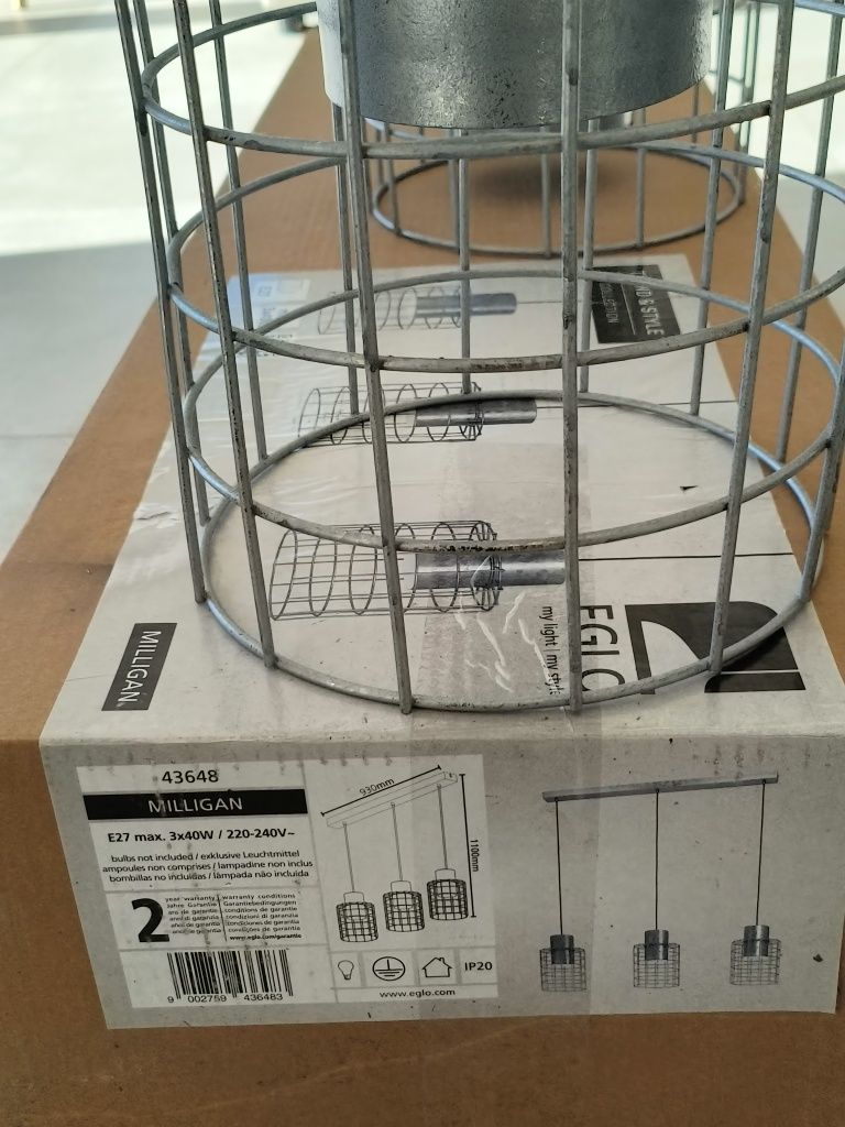 Nowa lampa wiszaca EGLO MILLIGAN żyrandol, loft industrial fabryka