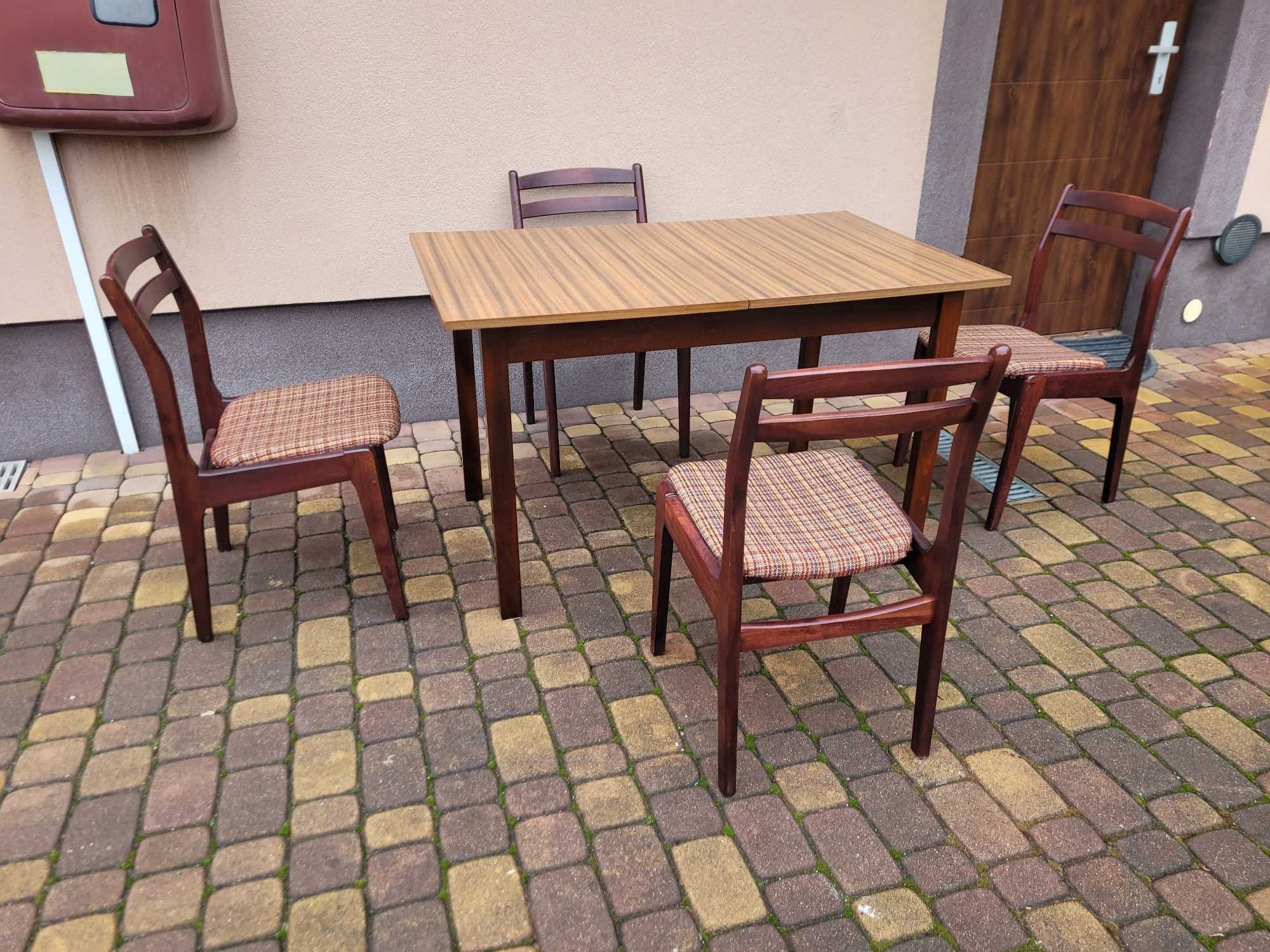 Stół Rozkładany + 4 Krzesła Lata 60/70 Design Modern Komplet