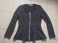 Elegancka czarna bluzka z baskinka zamiana na zamek l/xl 40/42 Estera