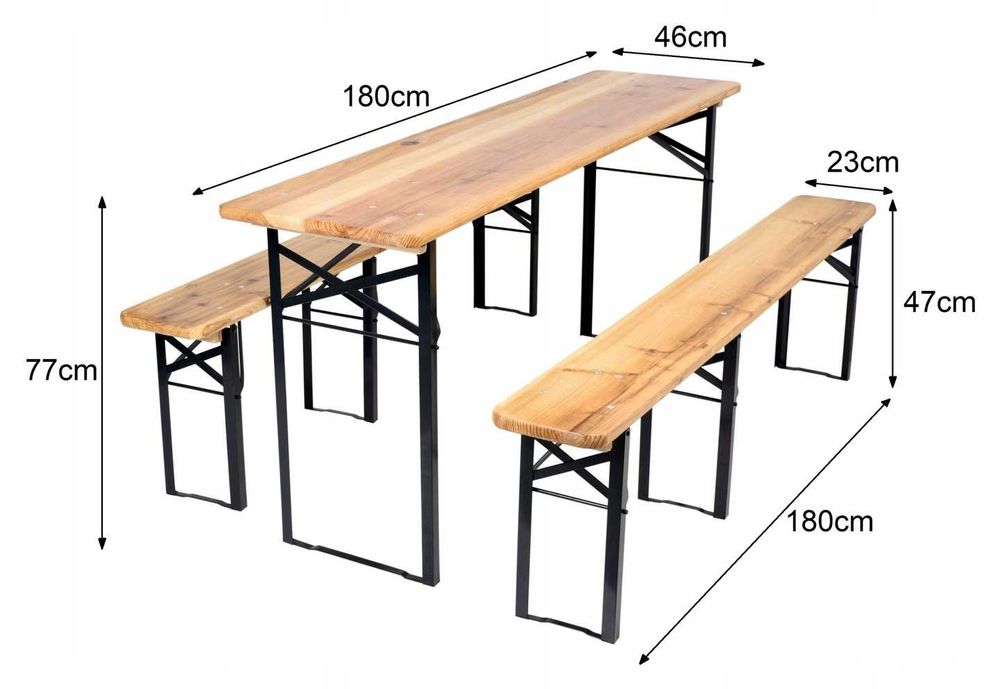 Stół biesiadny 180, cateringowy, drewniany, składany, zestaw piwny, FV