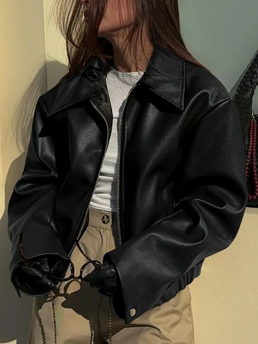 Кожаная куртка бомбер