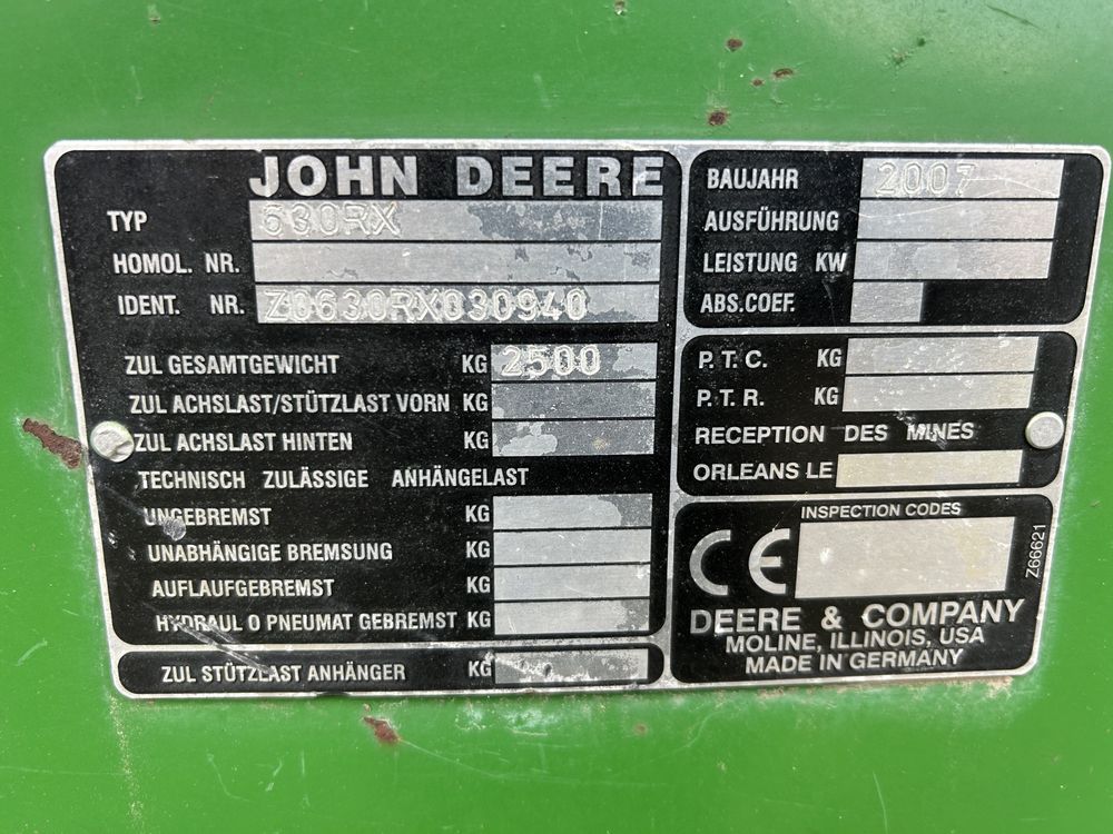 Жатка John Deere 630R візок