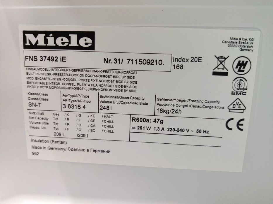 Вбудована морозильна камера Miele™ FNS37492iE. Льодогенератор! GERMANY