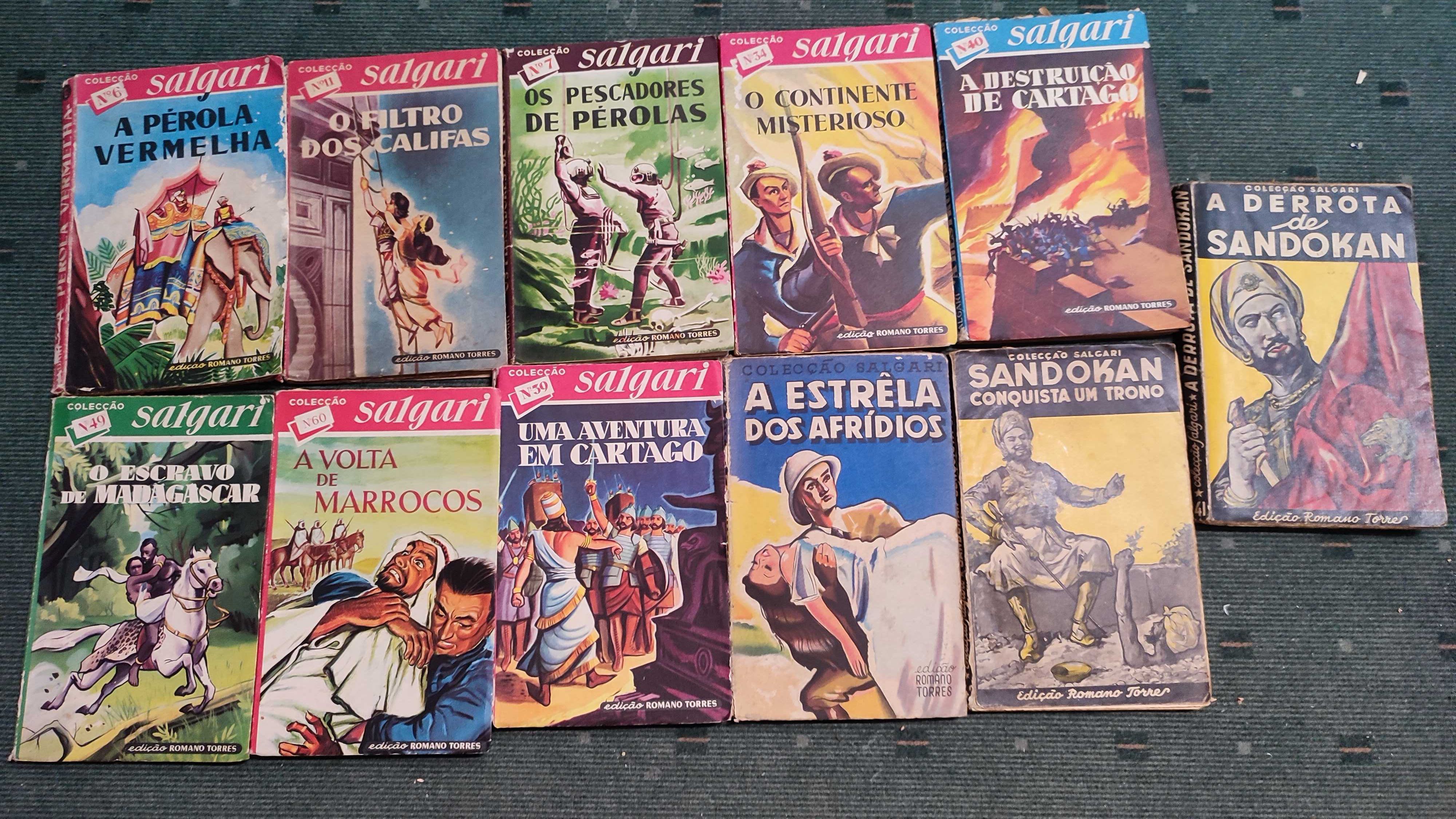 11 Livros antigos de Emilio Salgari - Edição Romano Torres