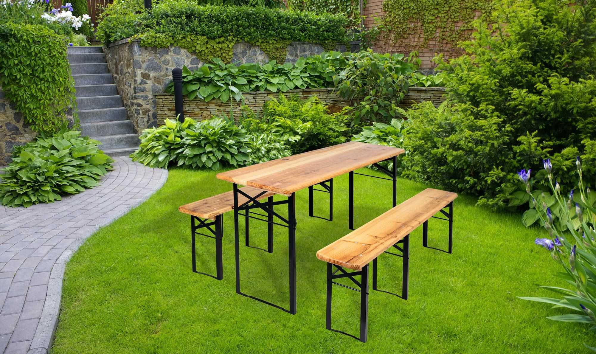 Zestaw ogrodowy na dożynki festyn impreza wynajem stół + ławka 6 osób