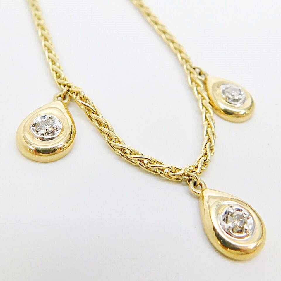 naszyjnik złoto 14K 585 diamenty brylanty 0,26 ct 6,73 g certyfikat