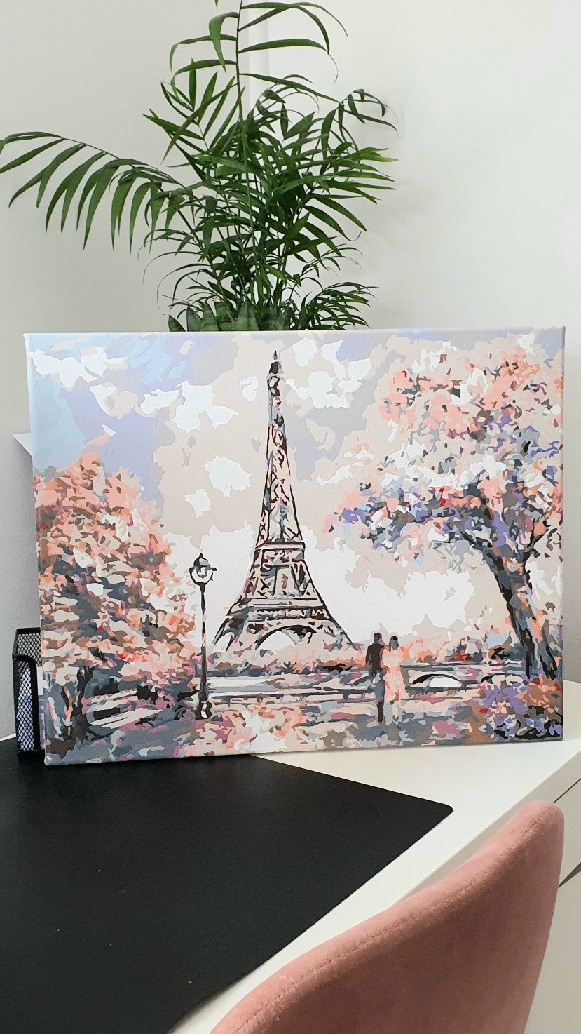 Obraz akrylowy na płótnie Paryż wieża Eiffla 40x50 recznie malowany