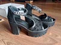 Buty sandały koturny damskie