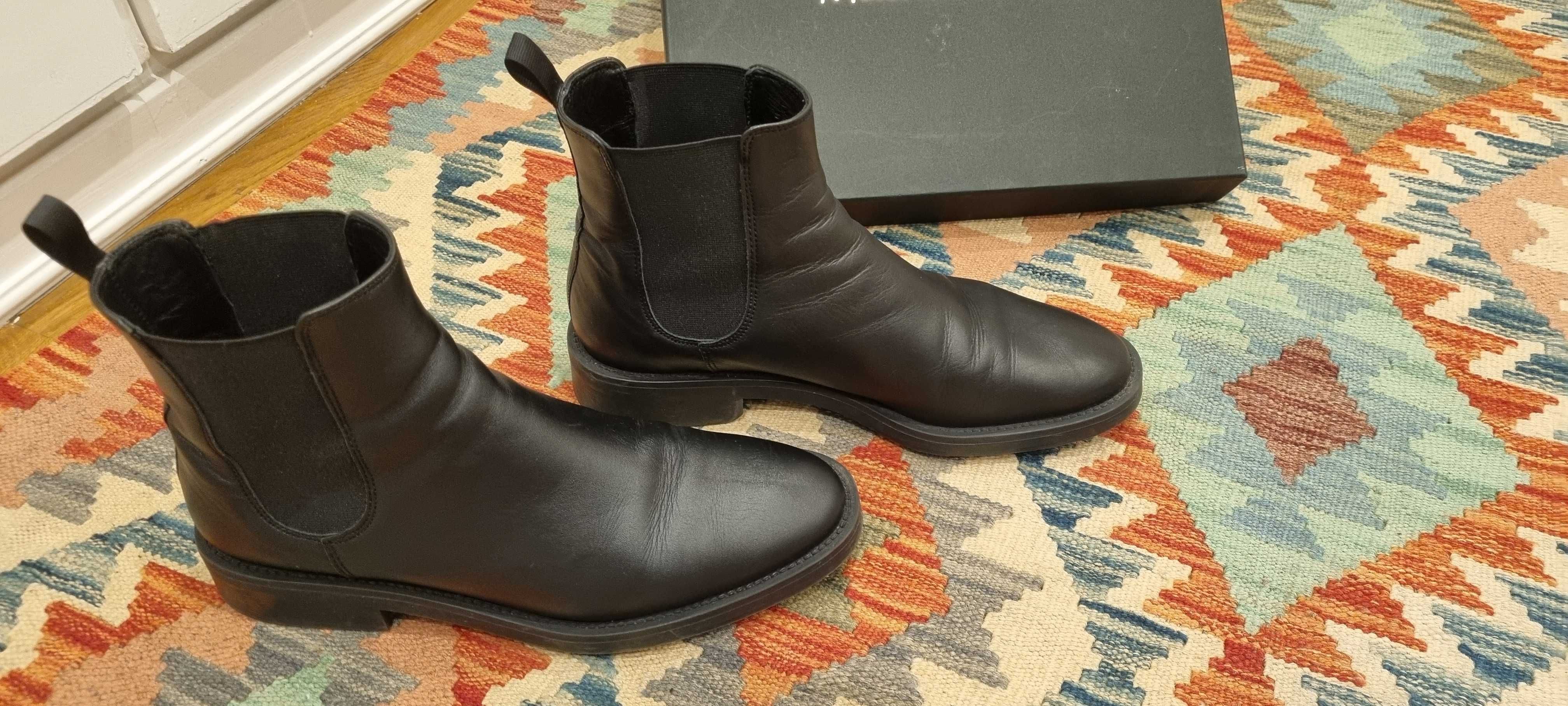 Botas pele pretas massimo dutti 40