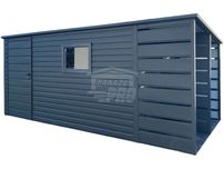 Schowek Domek ogrodowy 3,8x2,5m + wiata 1,2m drzwi okno dach GP459