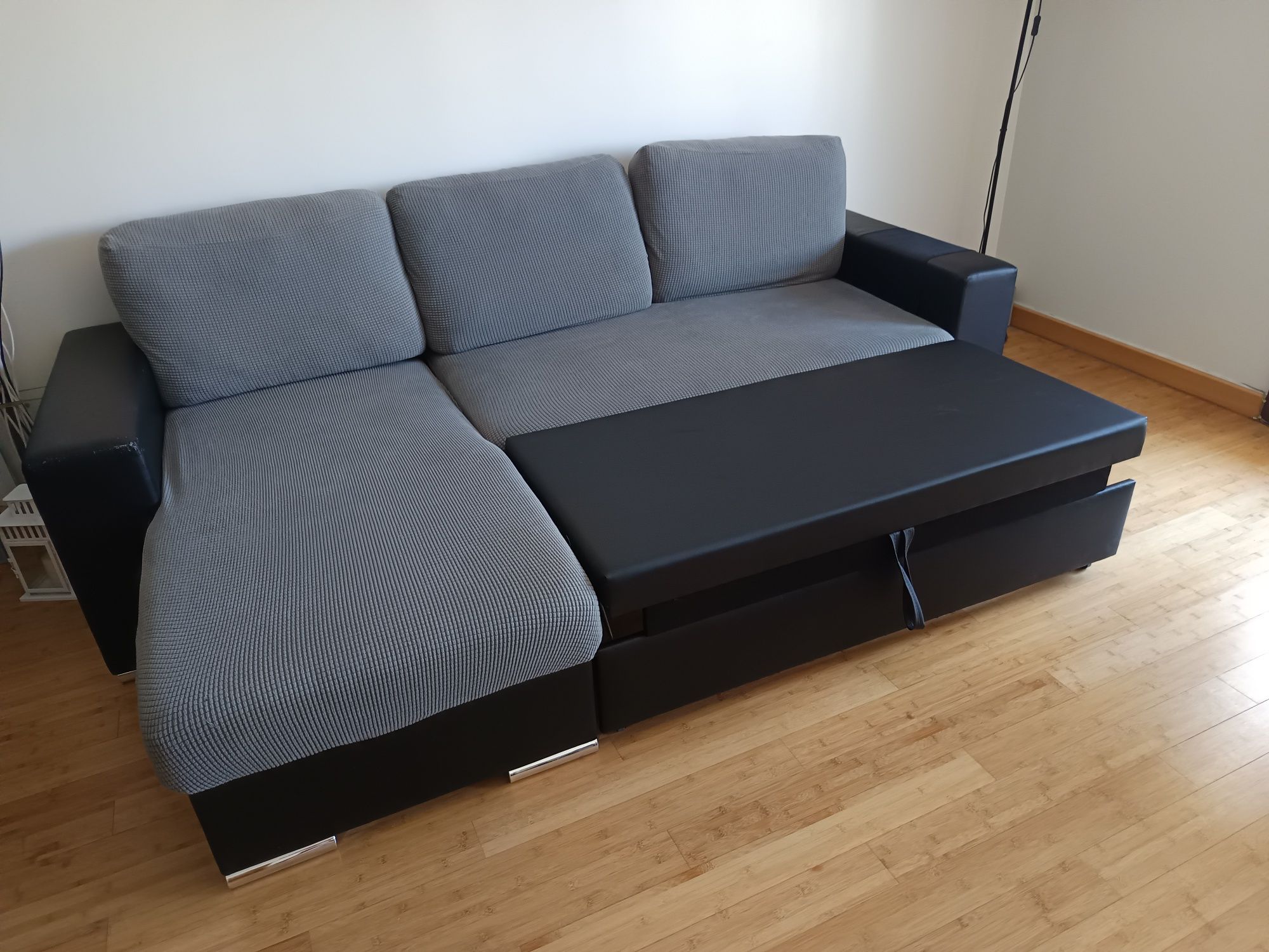 Sofá cama chaise longue preto