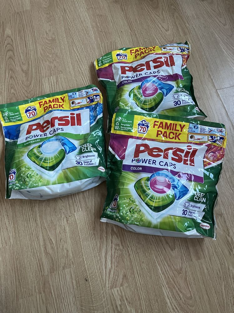 Kapsułki do prania persil power caps 70 sztuk 3 opakowania color uni