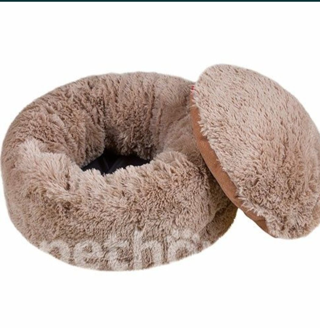 Donut Хутряний лежак із подушкою для котів і собак, капучино 60 см.