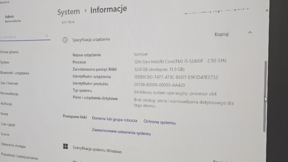 Komputer Modecom Intel core i5-12 gen 32gb ram 512gb ssd