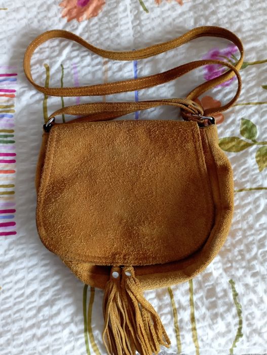 Torebka skóra zamszowa miodowa