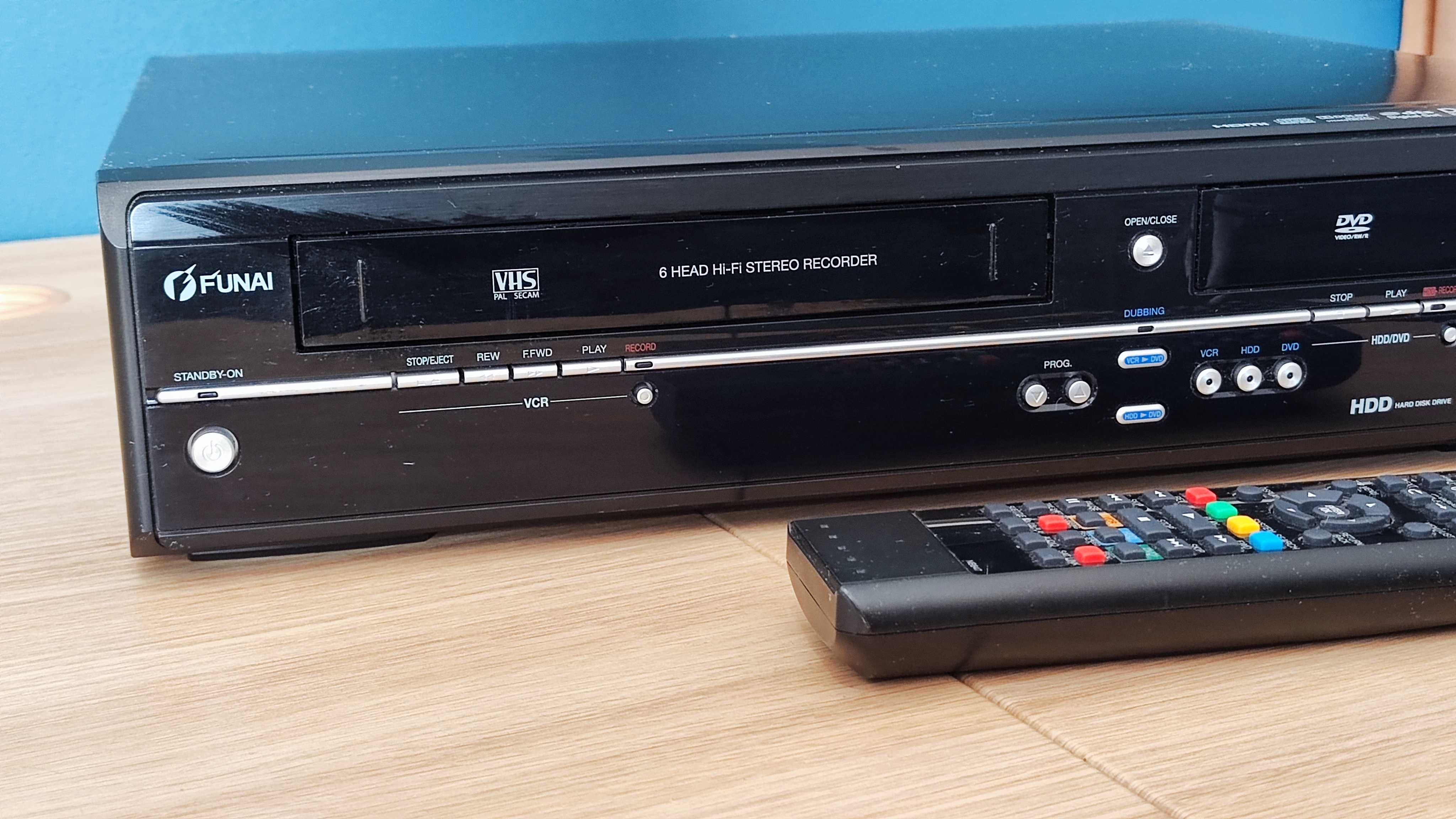 Funai TD6D-D4413DB - DVD/HDD/VHS COMBO pilot, przegrywanie VHS na DVD