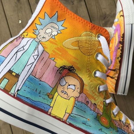 Rick and Morty Converse custom malowane buty wysokie trampki