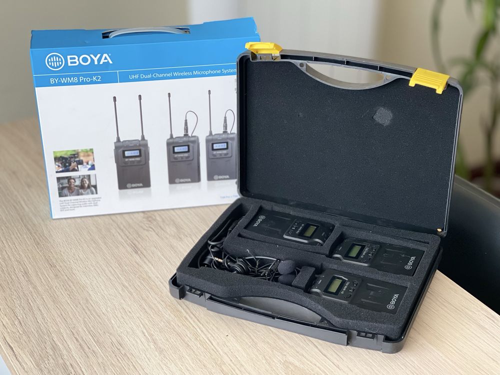 Microfones e transmissor s/fios Boya