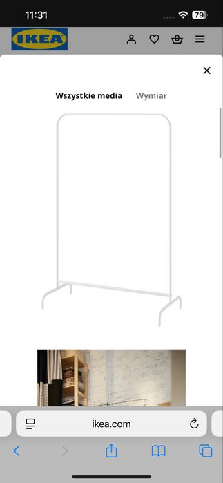 Ikea bialy MULIG Wieszak na ubrania, biały, 99x152 cm dwa x2