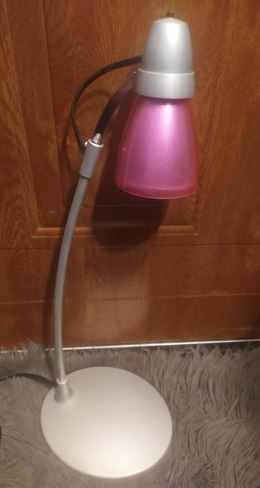 Lampka biurkowa stojąca różowa szara 47cm