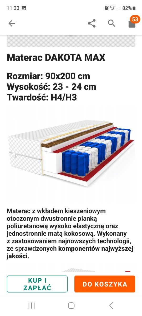 Sprzedam dwa materace o szerokości 90 cm. Nowe