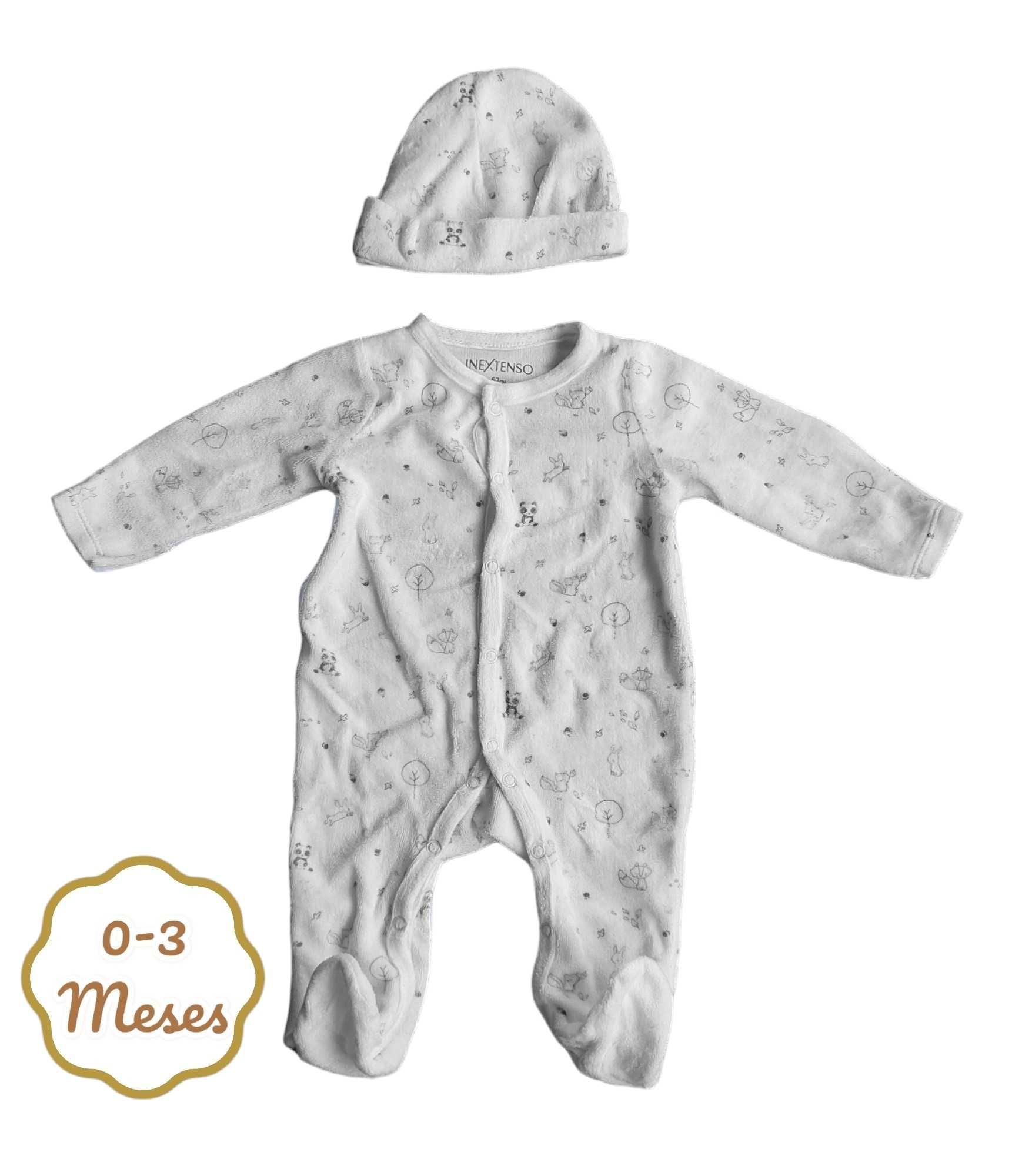 Conjunto Gorro + Babygrow Branco In Extenso 0-3 meses