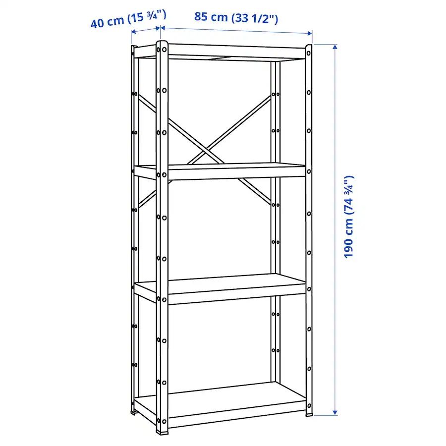 Estante IKEA BROR Preta (85x40x190 cm)