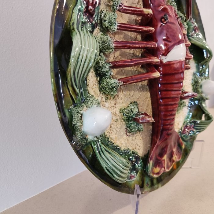 Prato Lagosta, prato relevado (Majolica) prato coleção - 31 cm