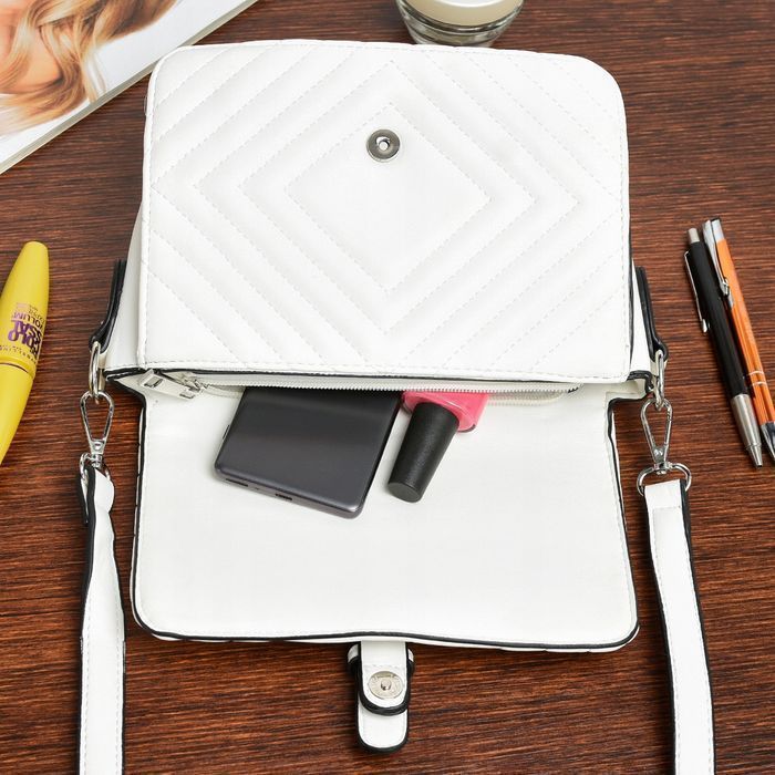 Damska listonoszka torebka torba jodełka pozioma jasna biała nowa