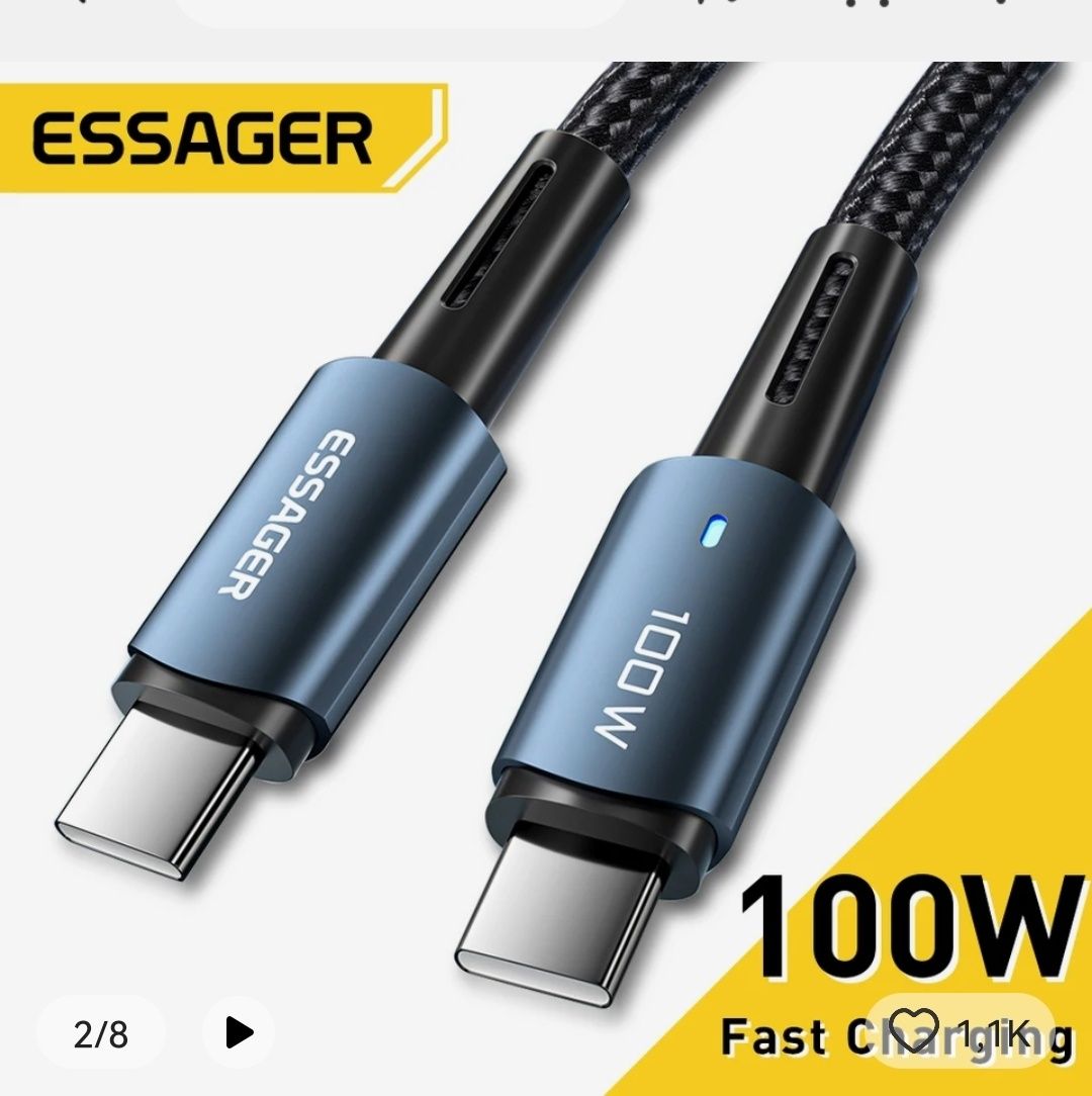 Кабель, шнур Essager 100W, usb c-usb c